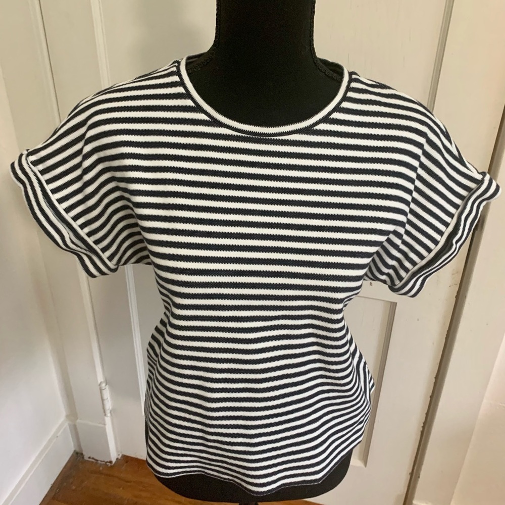 Express Black and White Striped Top